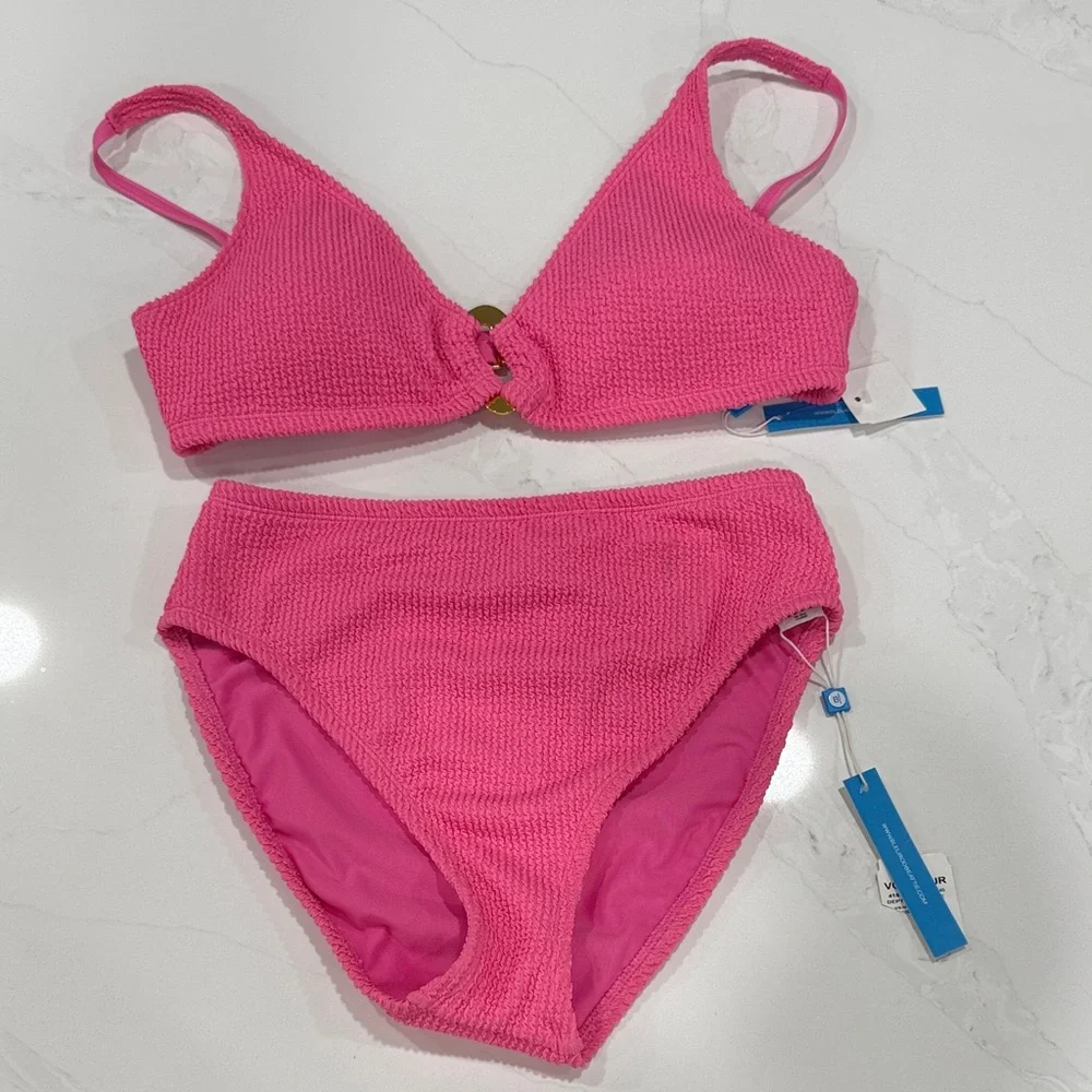 Bleu Rod Beattie Fuchsia Textured Bikini Set